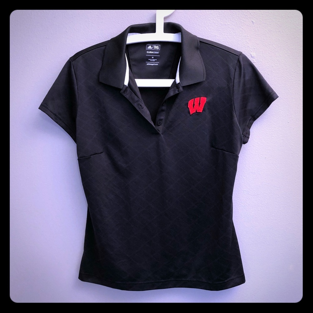 Adidas Wisconsin logo Golf Black polo
